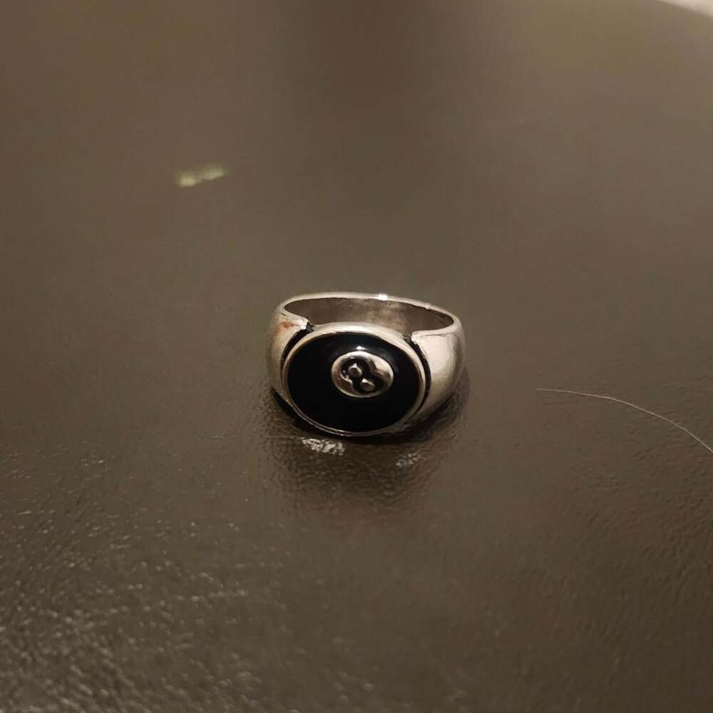 Silver Ring With Black Circular 487 A